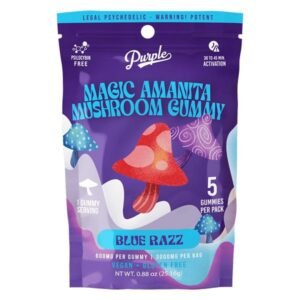 Purple Amanita Mushroom Gummies- Blue Razz